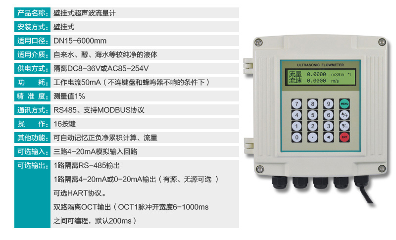 壁掛式超聲波流量計詳情