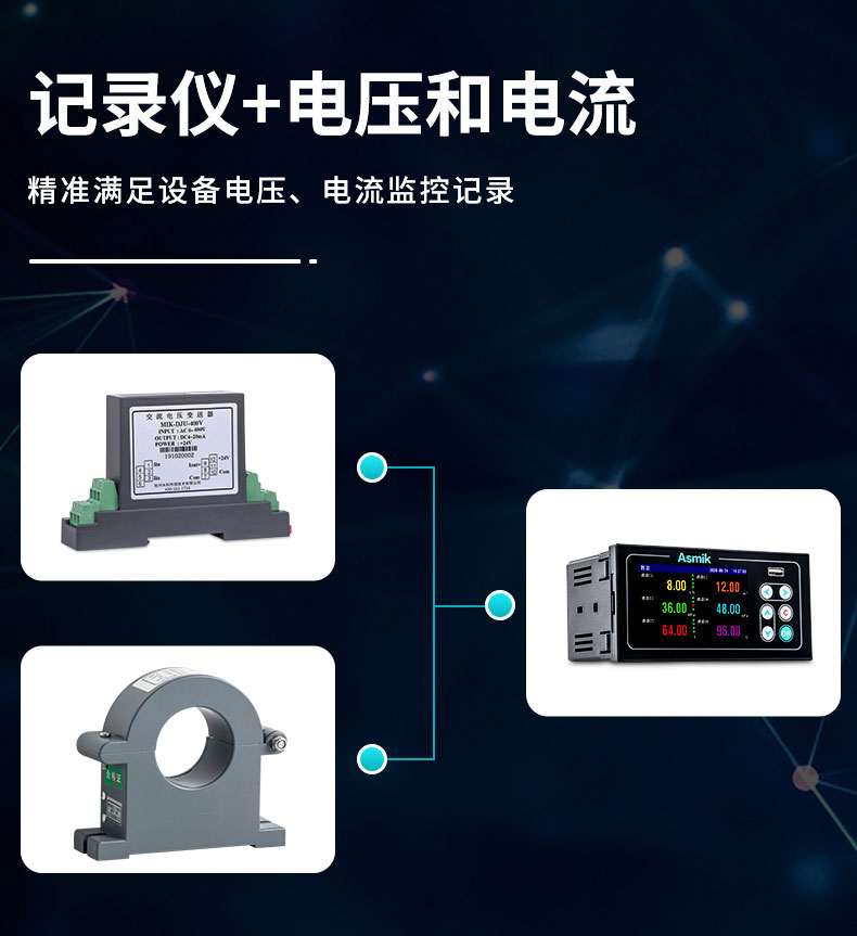 米科MIK-HRI開合式霍爾電流變送器與記錄儀搭配使用