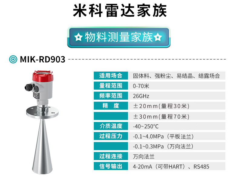 米科雷達液位計MIK-RD903產品參數
