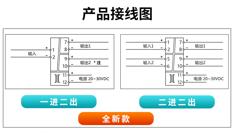 米科全新款MIK-401Y信號隔離器產品接線圖